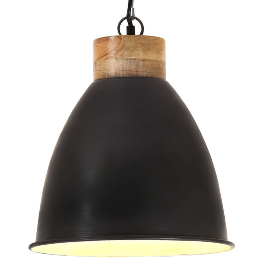Lampa suspendata industriala, vidaXL, Metal, 35 x 40 cm, Negru